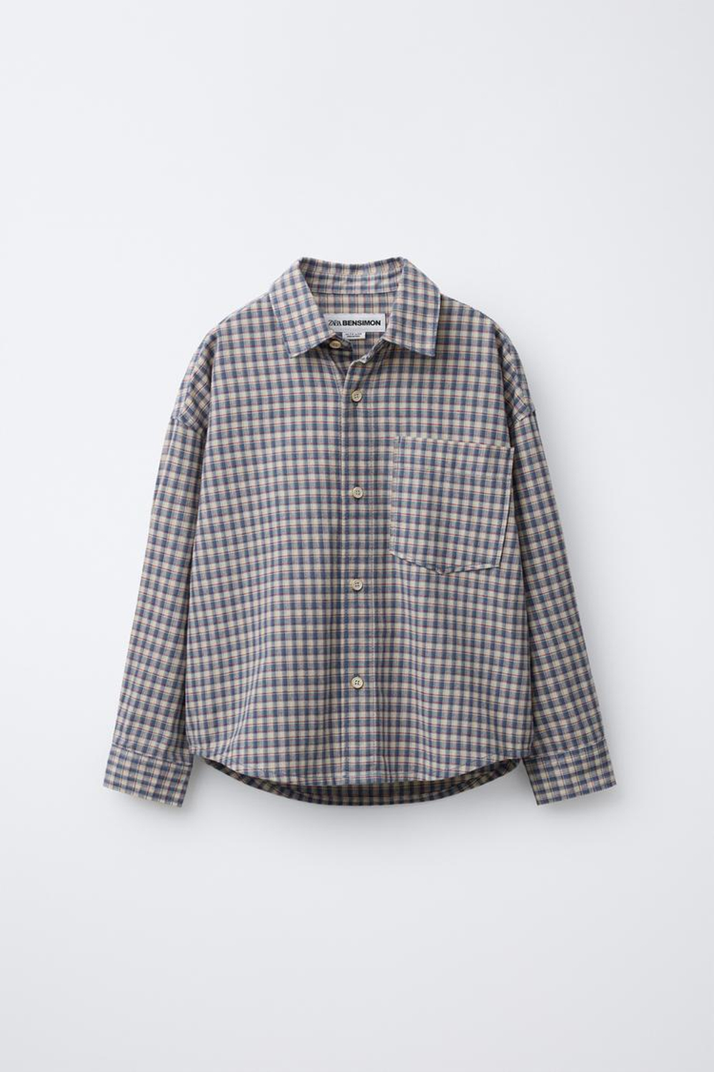 ZARA Х BENSIMON ® РУБАШКА В КЛЕТКУ, СИНИЙ