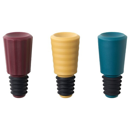 IKEA AUXID  (ИКЕА АУКСИД)  -  Пробка для бутылки, набор из 3 штук, разные цвета