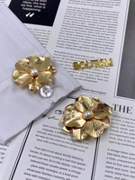 Накладка на пуговицу Цветок плоский золотистый