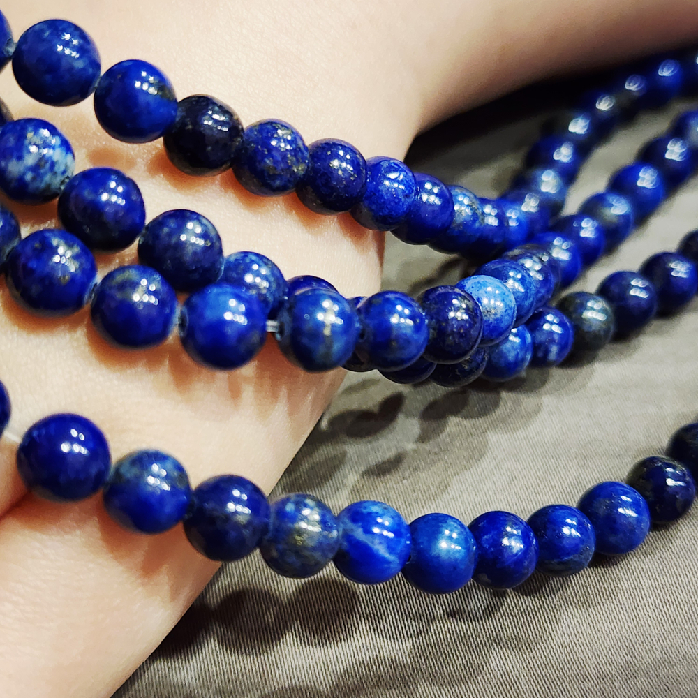 Лазурит природный, гладкий шар 6мм, цена за нить 9.5см (1/4)