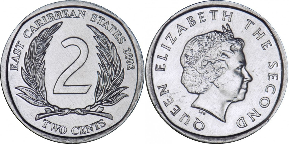 Восточные Карибы 2 цента, 2002-2011 Королева Елизавета II UNC