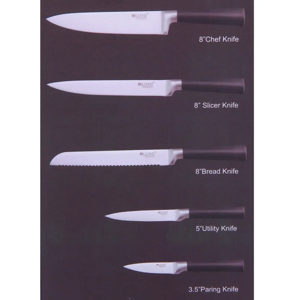 Набор ножей «SHEF» 6предметов (5ножей+подставка), черная ручка