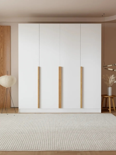 Шкаф Джамбо+ с дубовыми ручками, белый