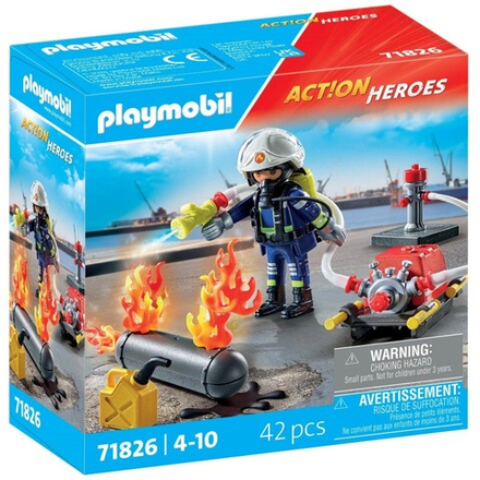 Playmobil - Action Heroes Пожарный с водяным насосом 71826
