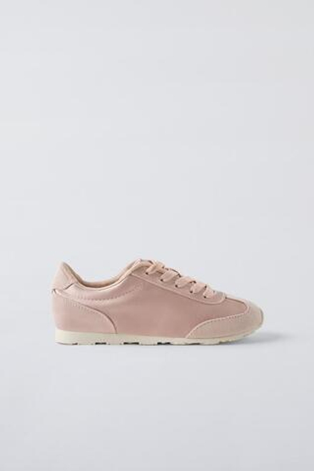 ZARA КРОССОВКИ ИЗ АТЛАСА, РОЗОВЫЙ