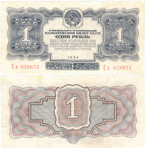 1 рубль 1934 г. (без подписи)