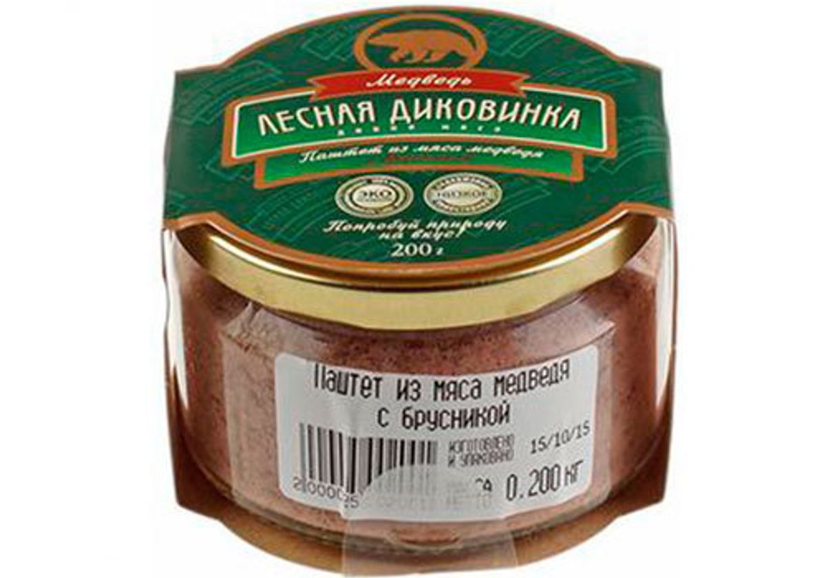 Паштет из мяса медведя с брусникой, 200г