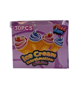 Маршмеллоу мороженое в вафельном рожке с джемом