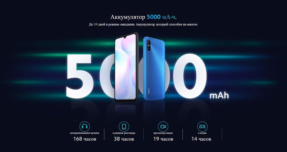 Смартфон Xiaomi Redmi 9A 2/32 RU, Glacial Blue