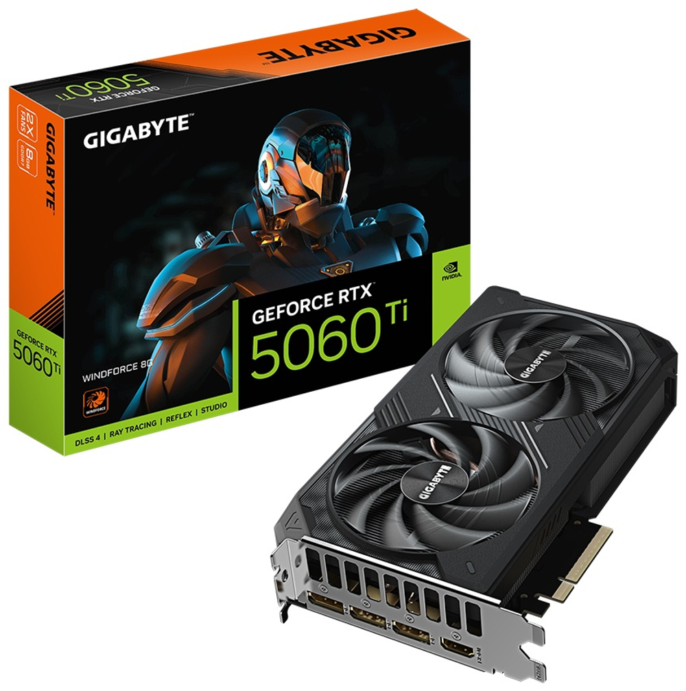 Видеокарта GIGABYTE GV-N506TWF2-8GD RTX5060Ti WINDFORCE 8G 8 Гб