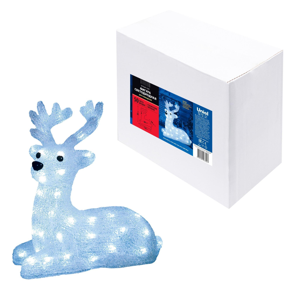 ULD-M3133-050/STA WHITE IP20 LYING FAWN Фигура светодиодная «Лежащий оленёнок», 50 светодиодов, 31*15*33 см, цвет-свечения- белый, IP20. TM Uniel