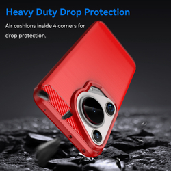 Чехол с дизайном в стиле карбон красного цвета на Huawei Pura 70 Ultra, мягкий отклик кнопок, серия Carbon от Caseport