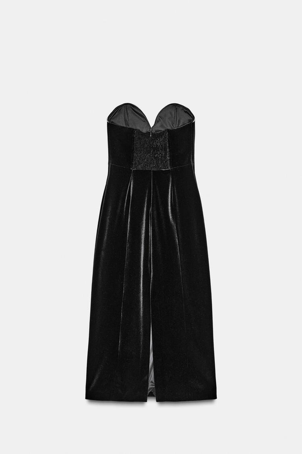 ZARA БАРХАТНОЕ ПЛАТЬЕ-БЮСТЬЕ ZW COLLECTION LIMITED EDITION, ЧЕРНЫЙ