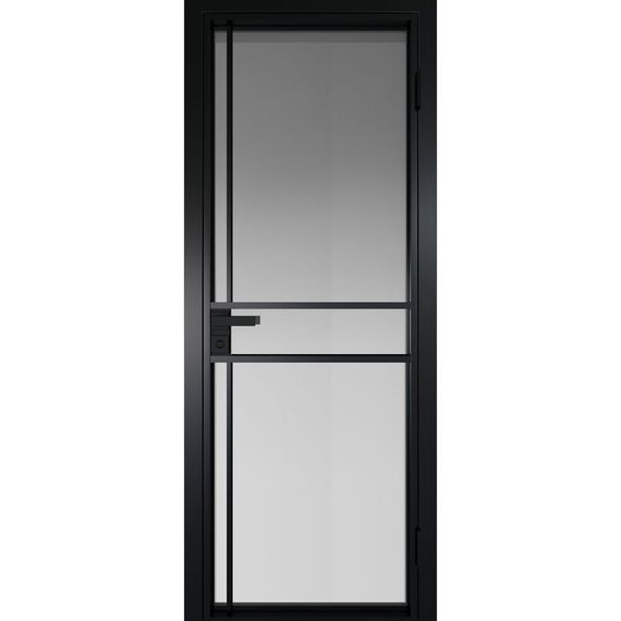 Межкомнатная дверь алюминиевая Profil Doors 9AG чёрная матовая RAL9005 остеклённая