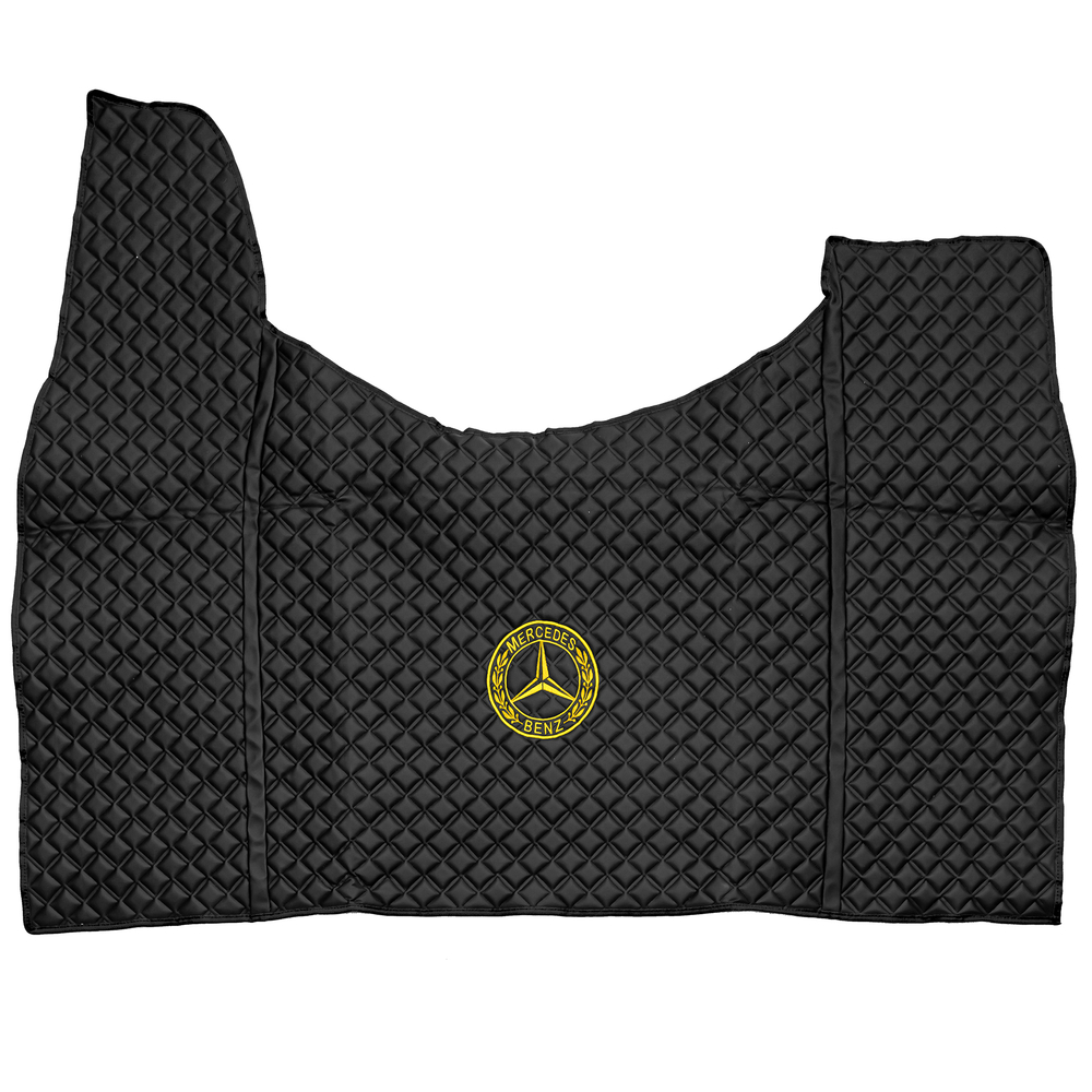 Ковры MERCEDES Actros MP3 (автомат) с шахтой (экокожа, черный, черный кант, желтая вышивка)