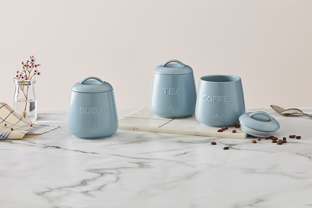 Набор банок 3шт Casa Domani Moderna серо-голубой