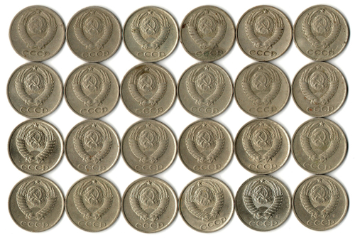 Набор 10 копеек СССР (24 монеты) 1961,62, 70, 71, 73-91 Л/М. VF-XF
