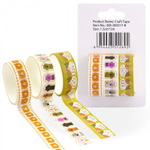 Декоративная клейкая лента Alingar 1,5 см х 2 м, 3шт, "Лапки котика", асcорти, европодвес