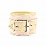 Бежевые кожаные наручники (Цвет: бежевый)