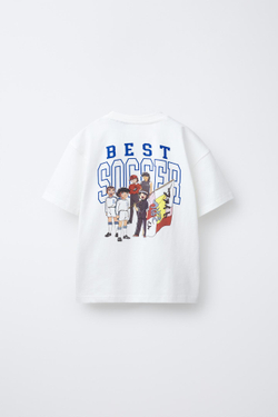 ZARA ФУТБОЛКА С ПРИНТОМ OLIVER Y BENJI © CAMPEONES, БЕЛЫЙ