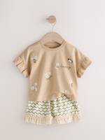 Футболка и шорты в комплекте для девочки Next E65-378, 2 шт., Бежевый
