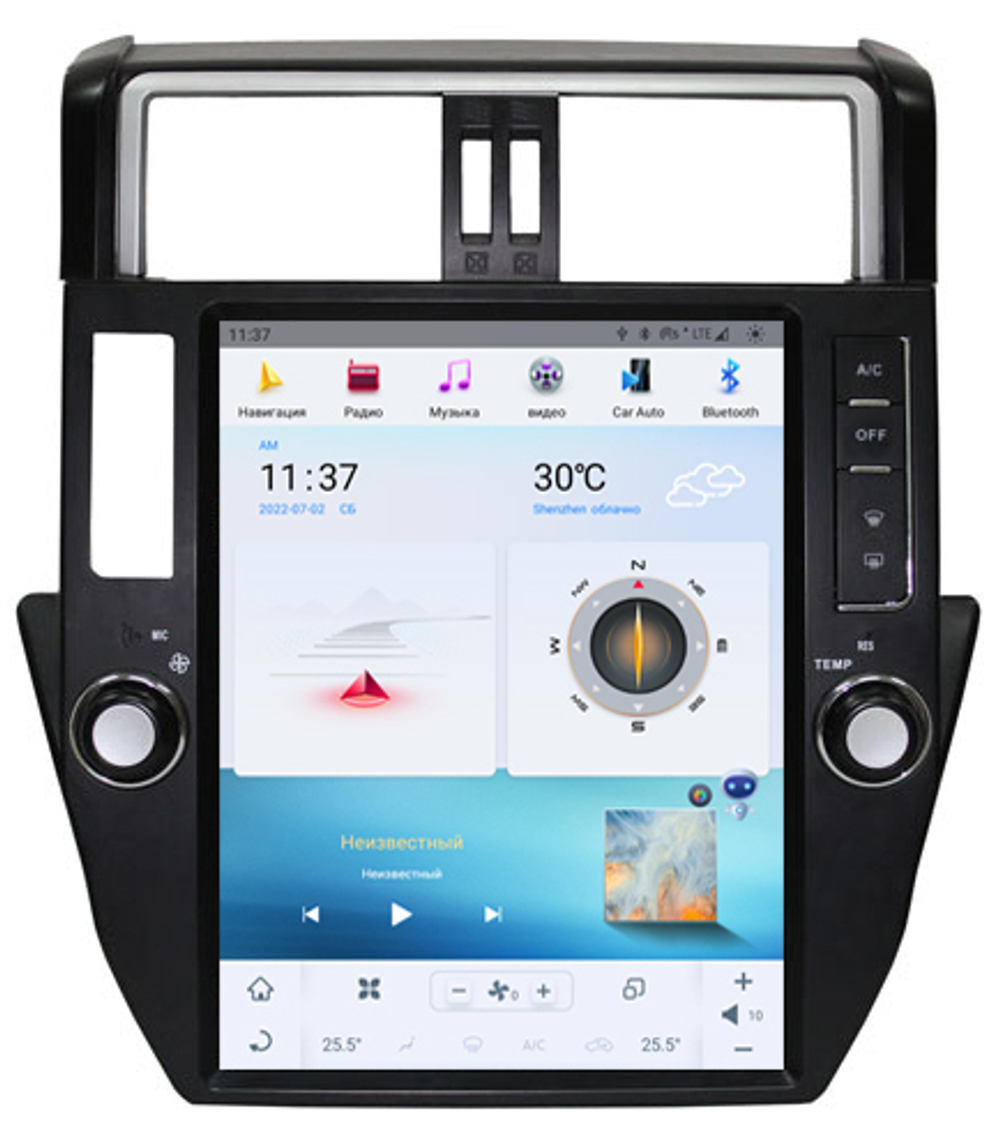 Магнитола для Toyota Land Cruiser Prado 150 2009-2013 - Carmedia ZF-1221-Q6 вертикальный экран в стиле "Тесла" на Android 11, 8Гб+128Гб, CarPlay, 4G SIM-слот