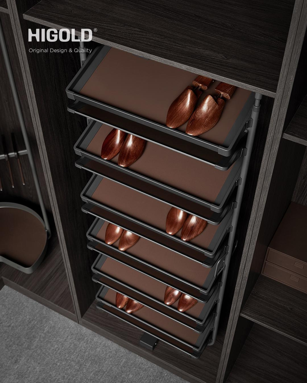 Вращающаяся полка для обуви, 685x355x(1910-2110), 12 уровней