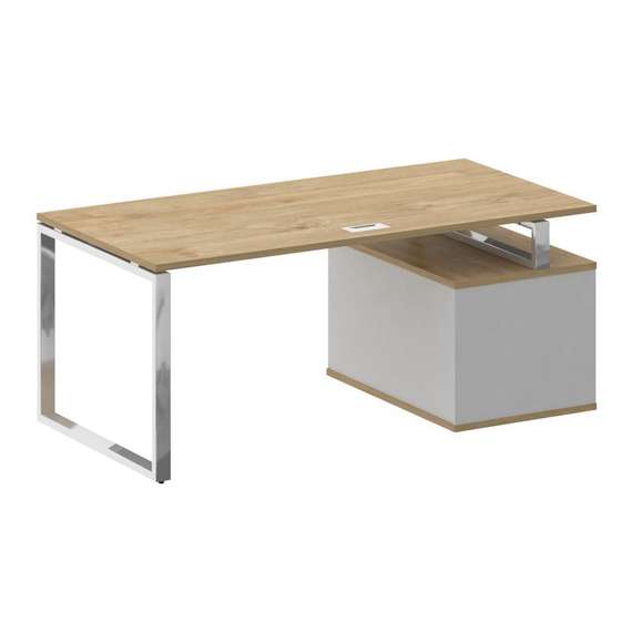 Shift Стол руководителя с опорной тумбой, левый SK.SRT-180 (L) Тиквуд Светлый/Белый Бриллиант 1800*9