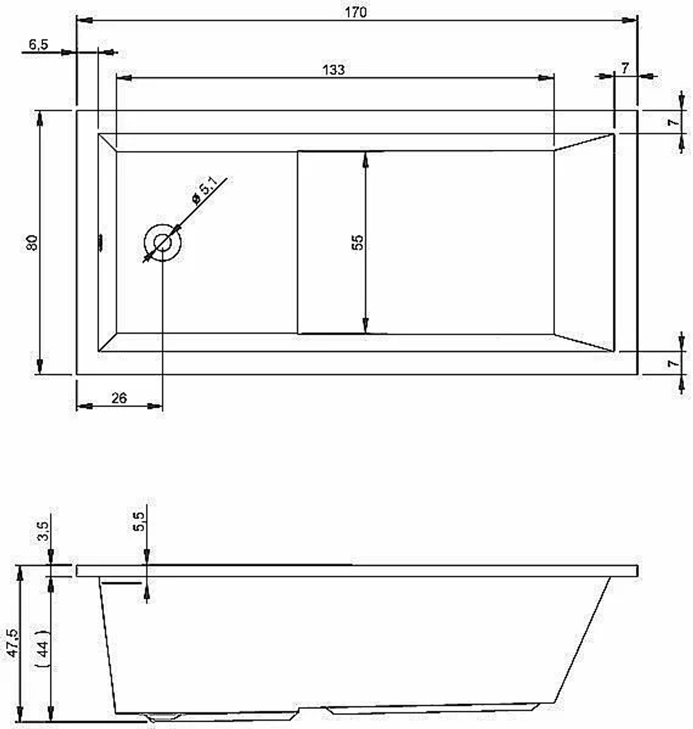 Акриловая ванна Riho Lusso Plus 170x80 B006001005 белая