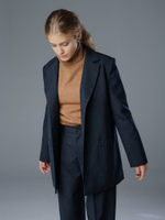 Жакет свободного кроя синий в клетку unisex