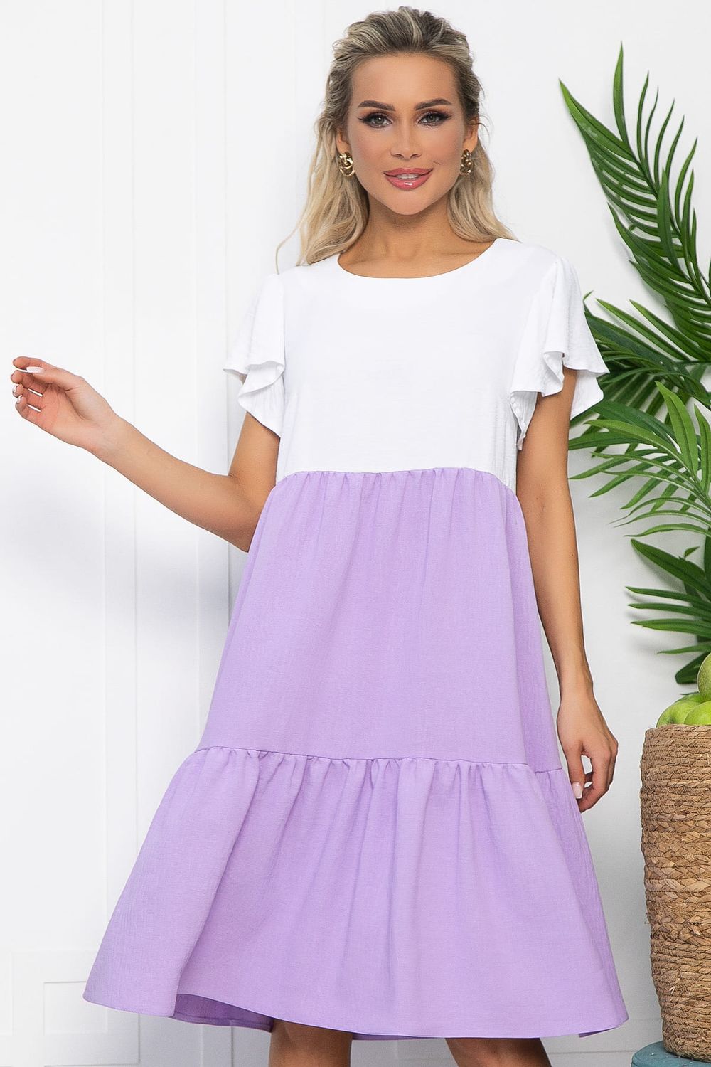 Платье Пение птиц (бело-сиреневое) П15719-4М LT Collection