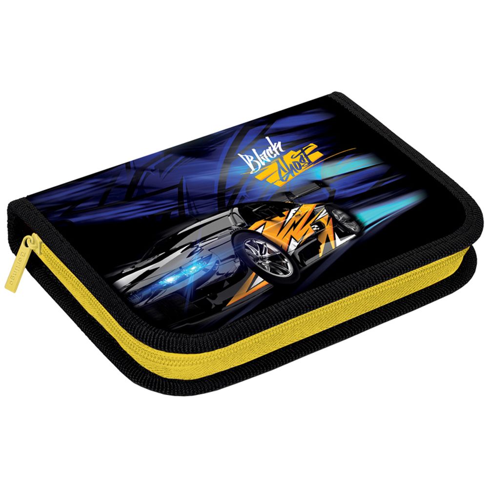 Пенал 1 отделение 200х140х40 Berlingo Black ghost, откидная планка, ткань