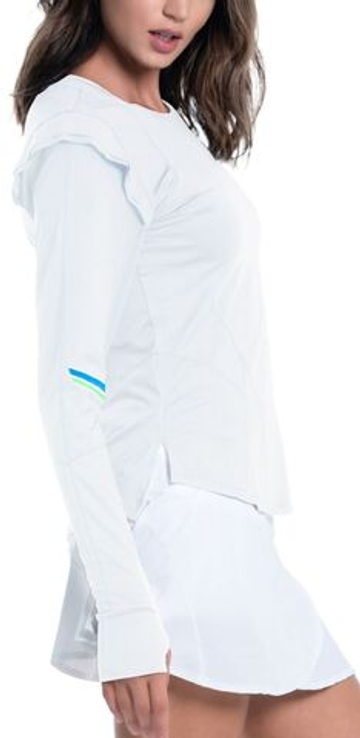 Женская теннисная футболка (dł. Рукава) Lucky in Love Tech Performance Swoop Long Sleeve - белый