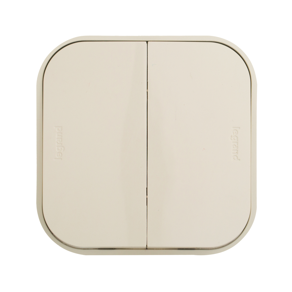 Выключатель 2х-клавишный IP20 10А 250В слоновая кость Quteo Legrand