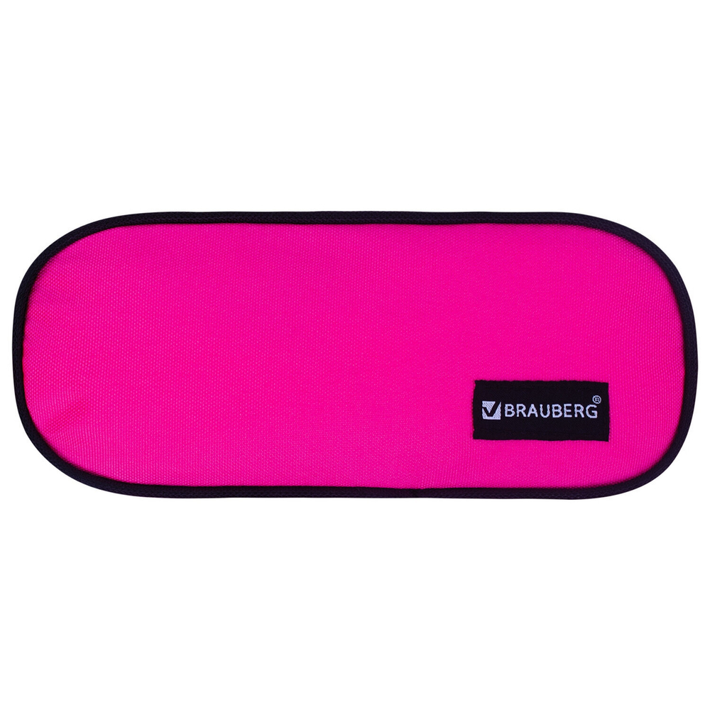 Пенал-косметичка BRAUBERG овальный полиэстер "Pink" 22х9х5 см (3 штуки в упаковке)