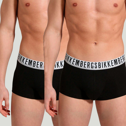 Мужские трусы боксеры черные набор 2в1 Bikkembergs ESSENTIAL BKK1UTR01BI