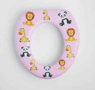 Розовое детское сиденье для унитаза «Зверята»