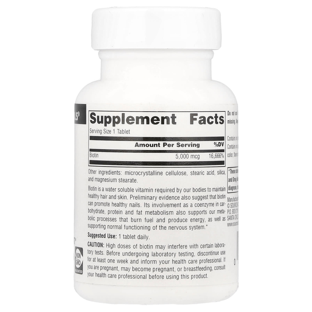 Source Naturals, Биотин, 5000 мкг, 60 таблеток