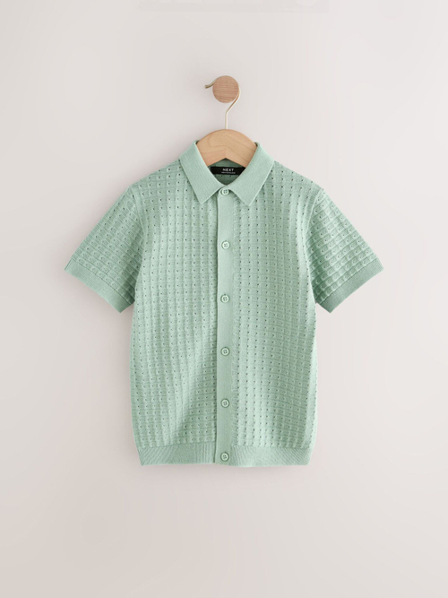 Рубашка трикотажная с коротким рукавом для мальчика Next AA8-947, Светло-зеленый