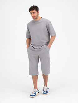 Костюм хлопковый с шортами. Грей