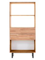 Дизайнерский книжный шкаф 2 ящика Виби 186х86х31 из дуба в стиле лофт, на металлических ножках