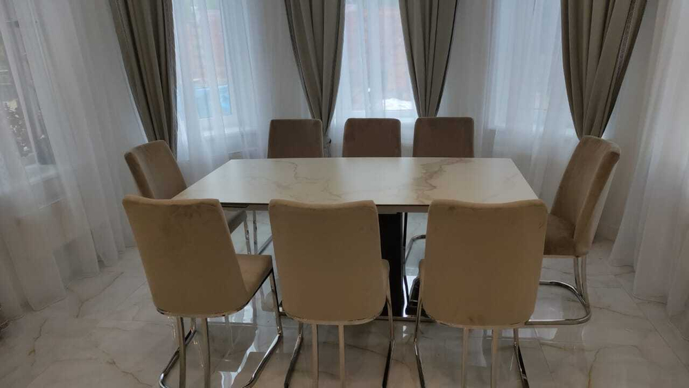 Стол обеденный Ist Casa раскладной Хлое, 180(260)х95х76 см, белый мрамор