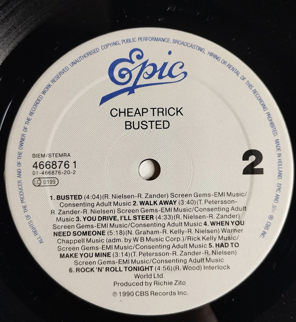 Винтажная виниловая пластинка LP Cheap Trick Busted (Holland 1990)