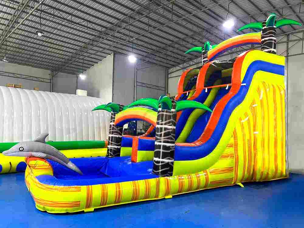 Водная горка «Волна дельфина» с бассейном, 8×3,3×5,4 м