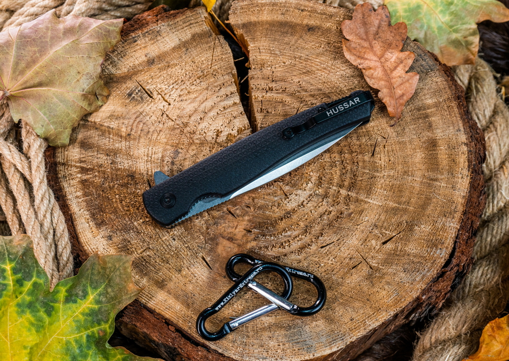 Нож складной Kizlyar Supreme HUSSAR VG-10 (Cryo) SW G10-BH (Stonewash, G10 Black Handle)
