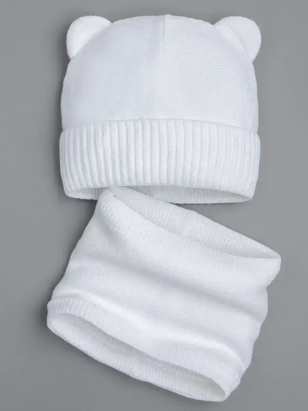 Детская шапка с ушками и снуд осенняя