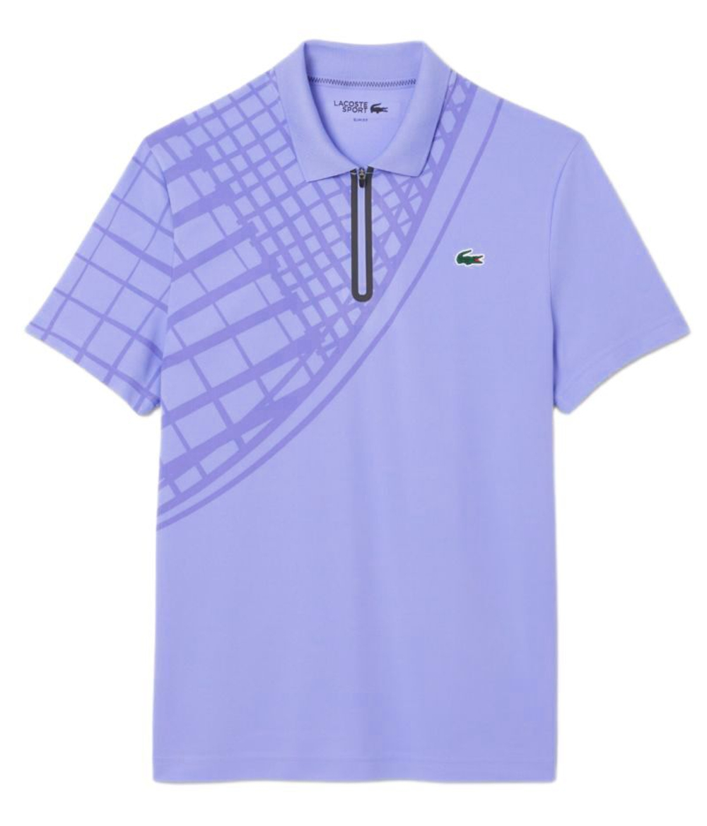 Мужское теннисное поло Lacoste Ultra Dry Printed Slim Fit Tennis - purple