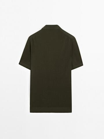 Massimo Dutti Трикотажное поло с короткими рукавами, хаки