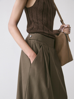 Massimo Dutti Юбка миди со складками-плиссе, хаки