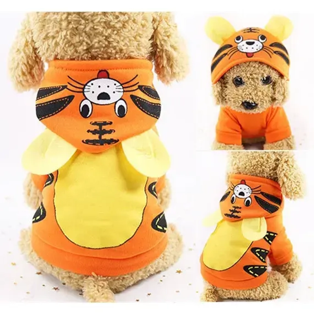 Кофта - толстовка с капюшоном для собак мелких пород «МОДНЫЙ БРО», тигрёнок, размер XL (22*27*43см) Ultramarine